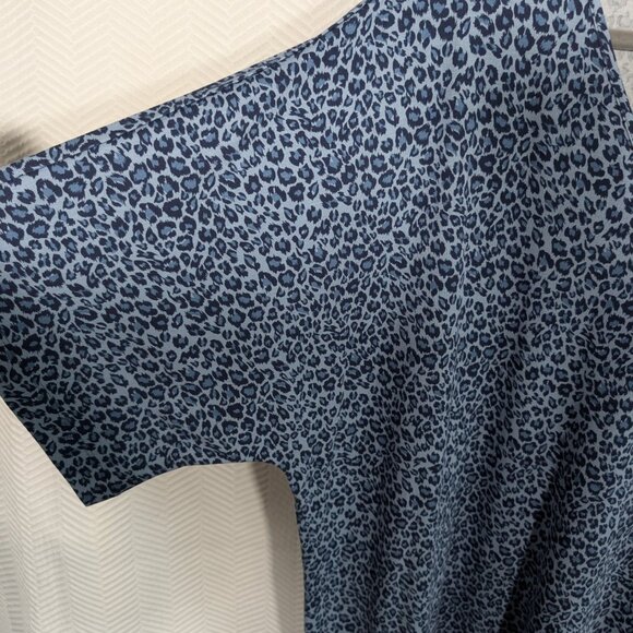 N Natori Blue Leopard Print Cotton Jersey Caftan Midnight Navy Size Large NWT - Picture 9 of 13